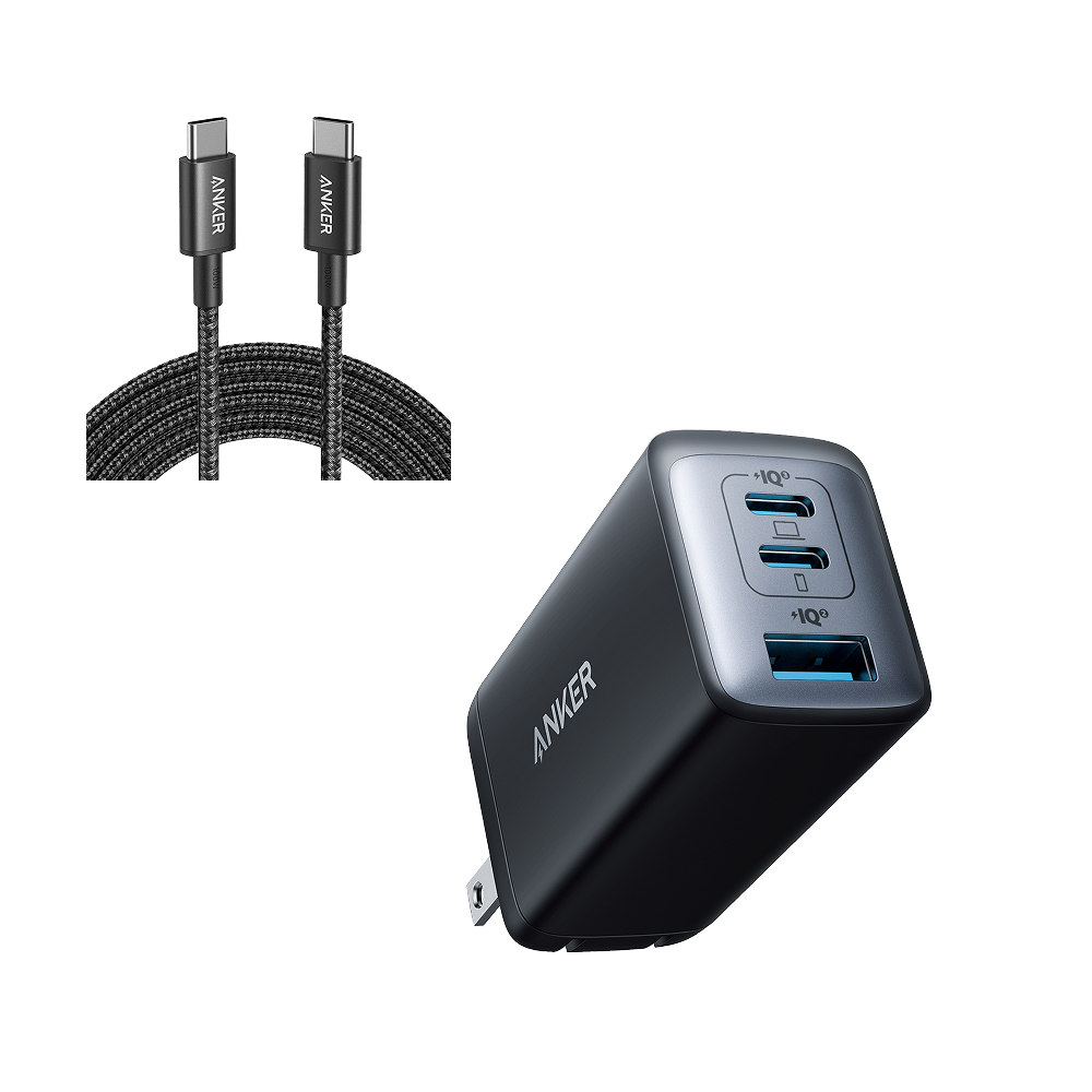 ankerrdeals 735 Charger (Mini II 65W) and New Nylon USB-C to USB-C 100W Cable (10 ft)