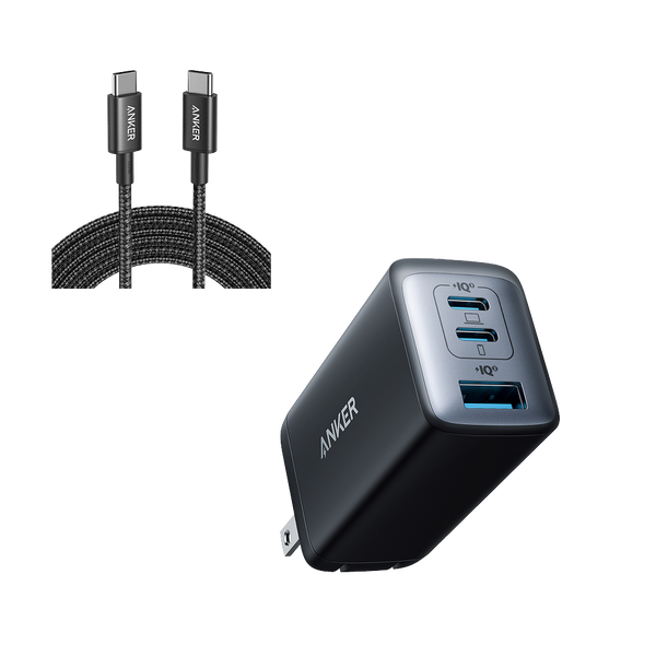 ankerrdeals 735 Charger (Mini II 65W) and New Nylon USB-C to USB-C 100W Cable (10 ft)