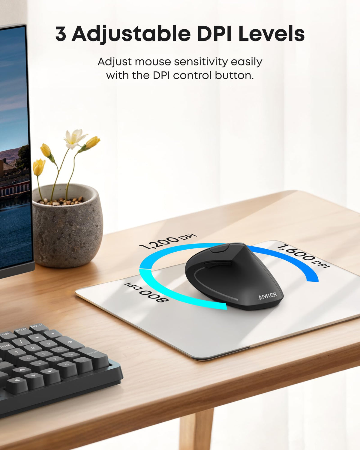 ankerrdeals 2.4G Wireless Vertical Ergonomic Optical Mouse